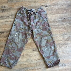 Free People Camo Splatter Paint Pants, small